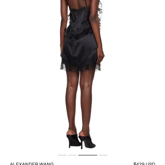Alexander Wang black ruffle slip minidress - Picture 3 of 5